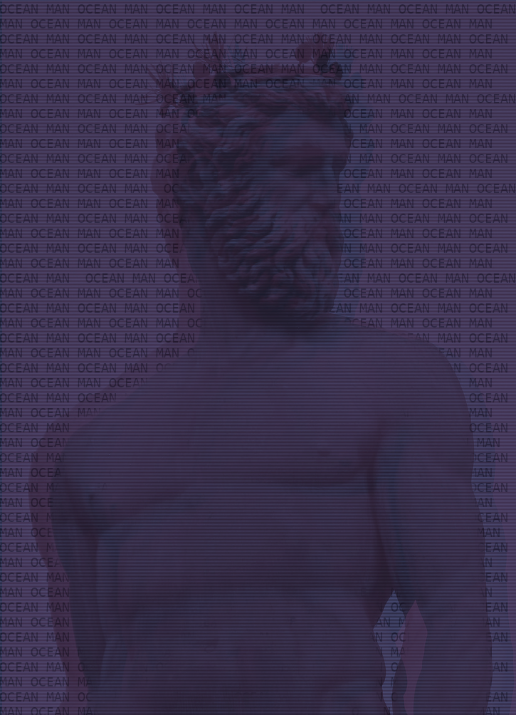 Purple old-VHS image of Neptune, Italy, with ocean-man text.